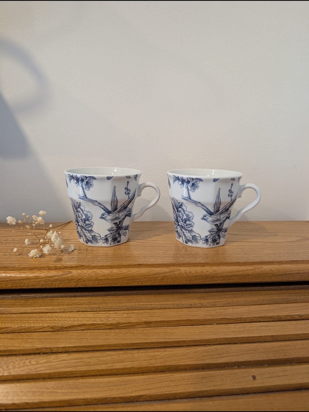 Blue Floral Porcelain Tea Cups - Set of 8 - Picture 8 of 9